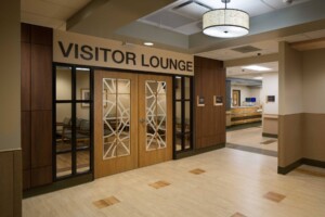 Medical center visitor lounge entry